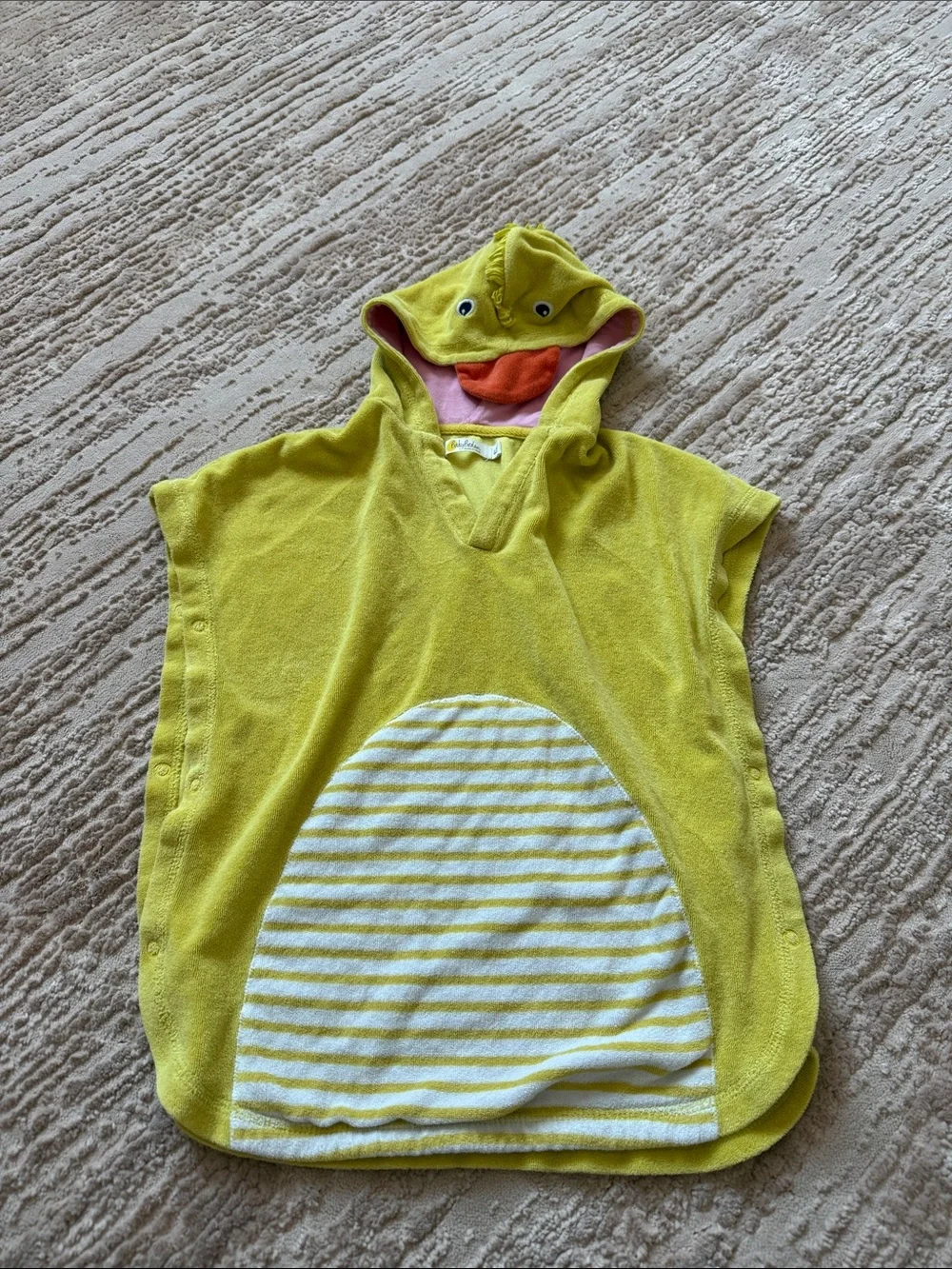 Baby Boden Yellow Duck Hooded Poncho Towel Size 2-3 Years